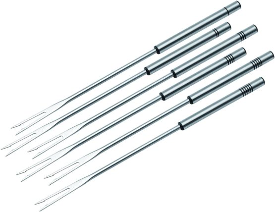 KUHN RIKON 32208 Meat Fondue Forks of Stainless Steel 6 Pieces, Silver, 26.5 x 1.5 x 1.5 cm