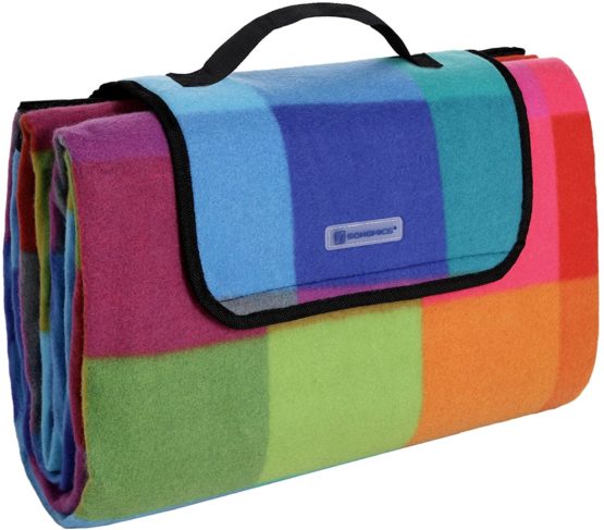 SONGMICS Outdoor Picnic Blanket, Water-Resistant Mat, Multifunctional Beach Blanket, for Camping, Hiking, Foldable and Lightweight, 195 x 150 cm, GCM61C