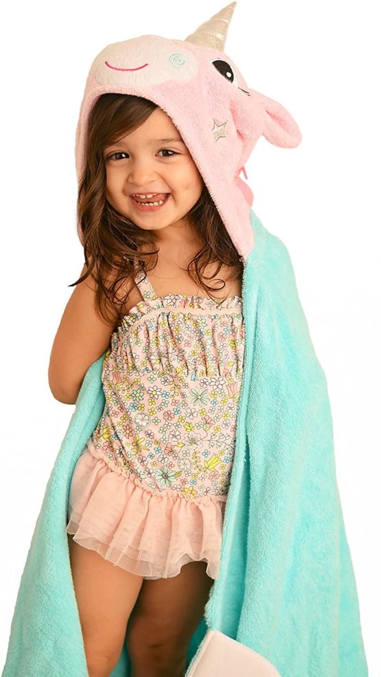 Zoocchini 100 Percent Cotton Kids Hooded Towel, Allie The Unicorn - Image 2