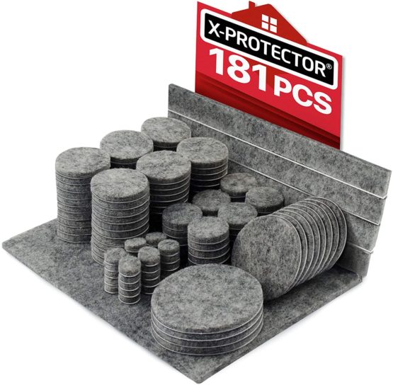 Furniture Felt Pads X-PROTECTOR 181 pcs – Floor Protectors Felt Pads – Premium Felt Furniture Pads – Floor Protector Pads for Furniture Feet. Protect Your Wood Floors!