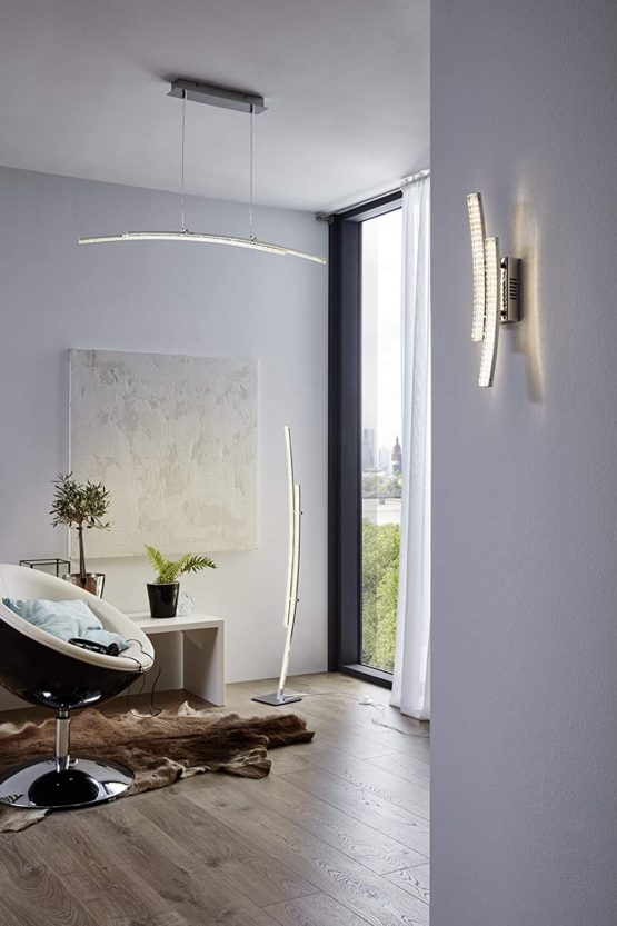 EGLO Pertini LED Wall Light, 2-Bulb Wall Light, Modern Wall Spotlight, Interior Made of Steel, Aluminium and Plastic, Living Room Lamp, Hallway Lamp in Chrome, Transparent - Image 3