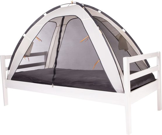 DERYAN Bedtent - 200x90cm - Cream - < 1mm Mosquito Net - Protects Your Sleeping Child Against Mosquitoes and Insects - Including Carrying Bag