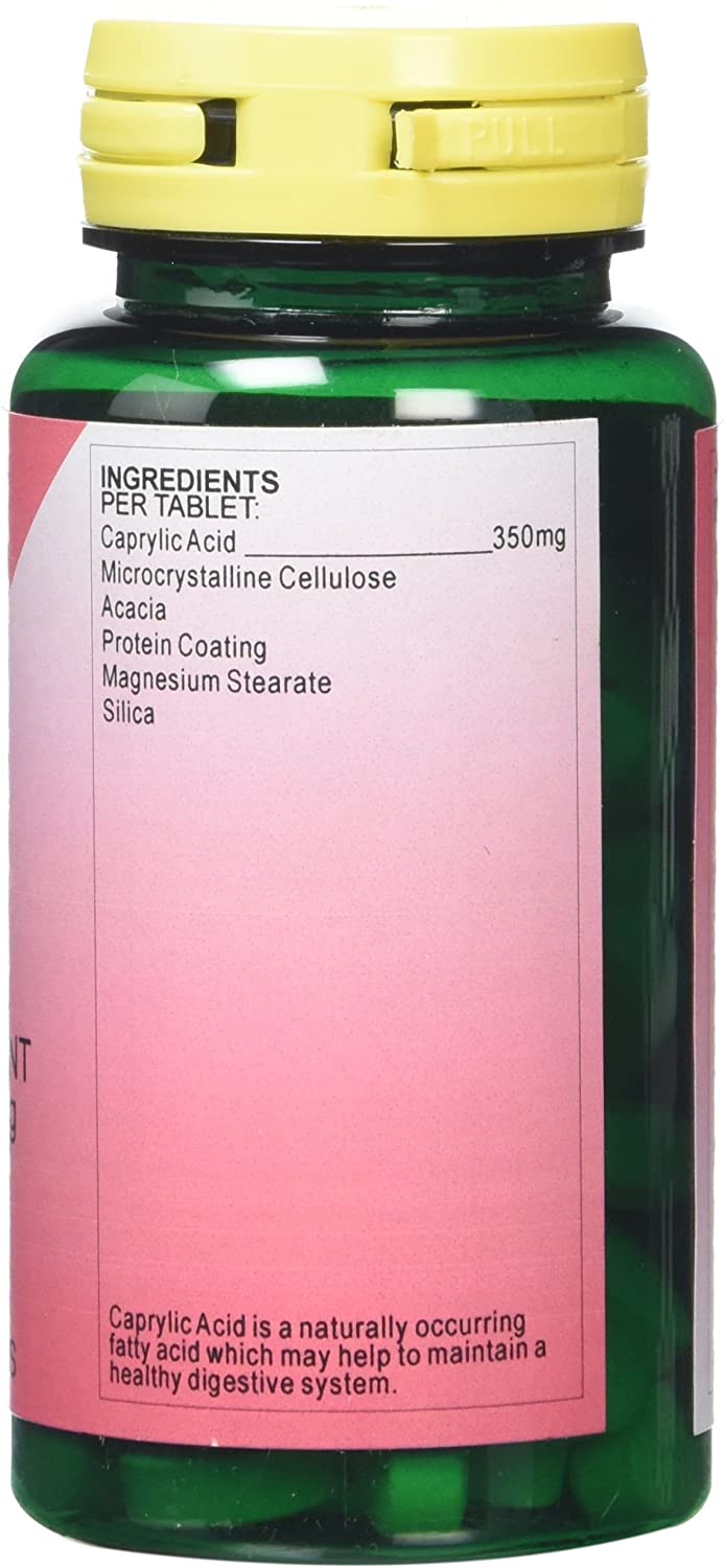 Health Plus Caprylic Acid 350mg Digestive Health Supplement - 100 Tablets - Image 3