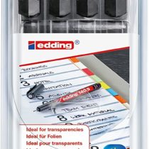edding 140 S Permanent Pen - Set of 4 - Multi-Coloured - Round Nib 0.3 mm - Pen for Writing on Glass, Plastic, Foils and Smooth Surfaces - Permanent, Quick-Drying, Smudge-Proof and Waterproof
