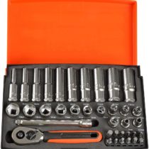 Bahco SL25L Socket & Mechanical Set, Metric 1/4" Dynamic Drive, 37 Pieces