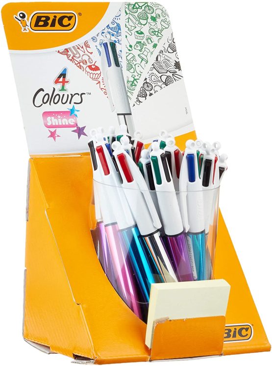 BIC 4 Colours Shine Ballpoint Pens with EAN-13 Barcodes Pack of 20 Black / Blue / Red / Green
