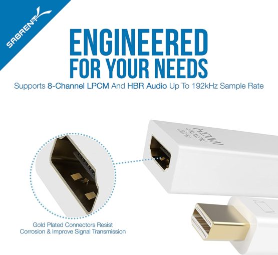 Sabrent Mini DisplayPort (Thunderbolt) to HDMI Adapter [4K Support Gold Plated] (DA-MDHA) - Image 4