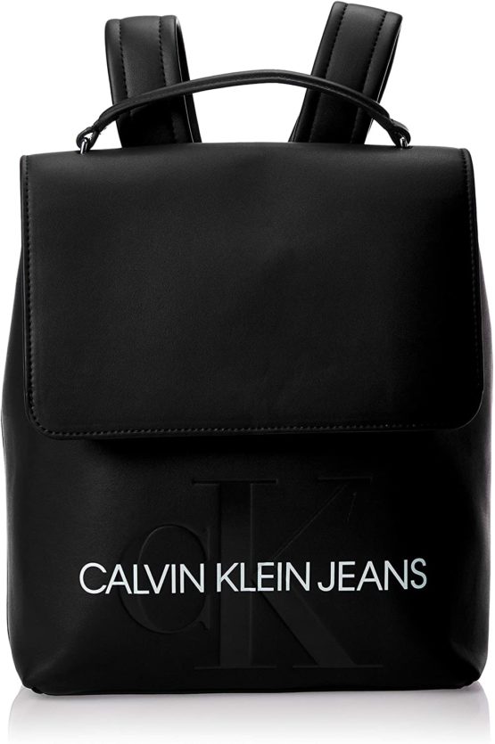 Calvin Klein Sculpted Monogram Flap Backpack Women’s Black 1x1x1 Cm W X H L Bigamart