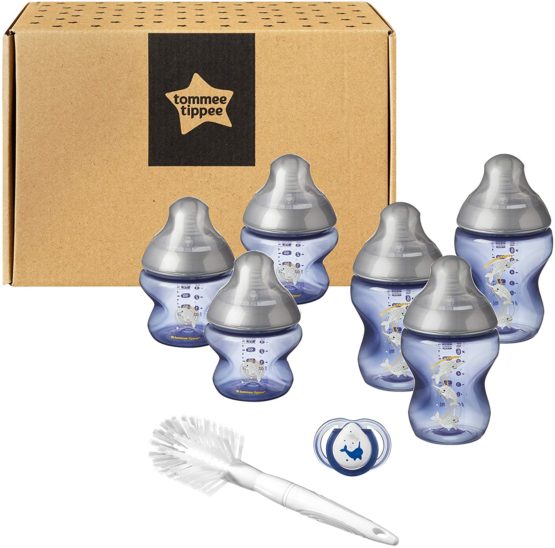 Tommee Tippee Closer to Nature® Newborn Baby Bottle Starter Set, Breast-like Teats with Anti-Colic Valve, Blue Narwhal Decoration - Image 3
