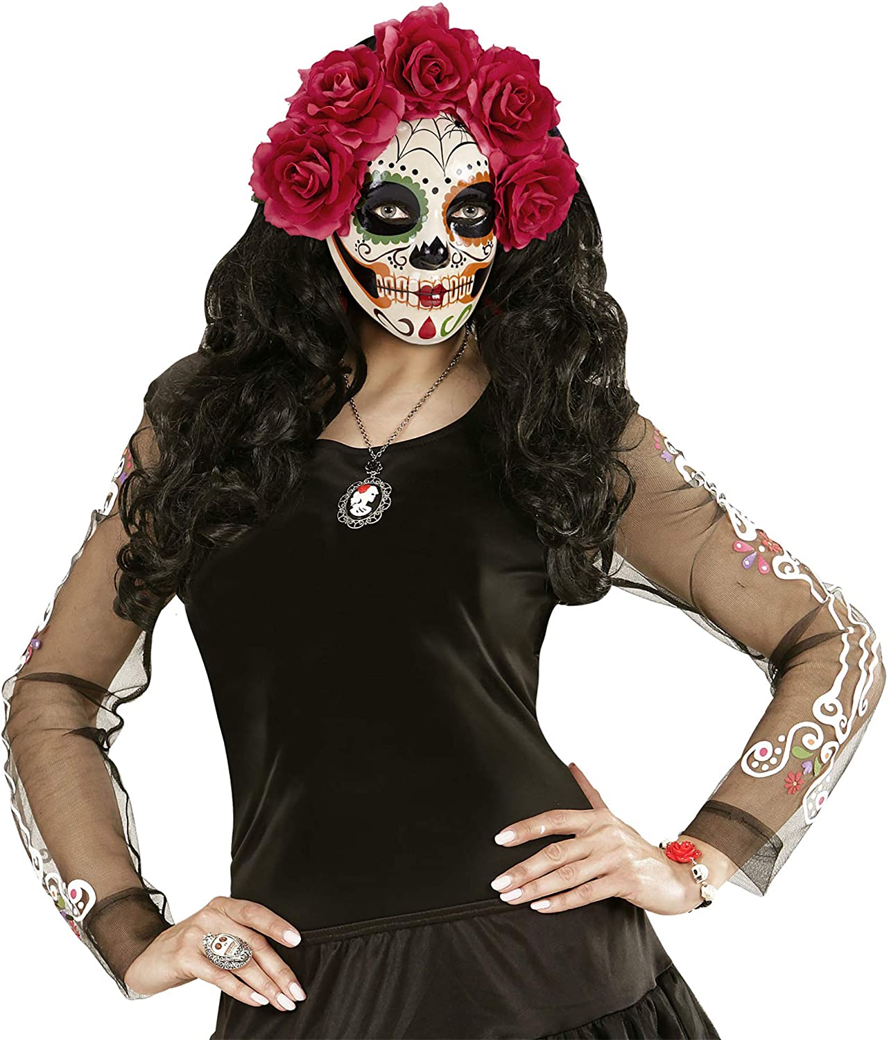 Widmann Mask ? Dia de Los Muertos Rose Womens, vd-wdm04785, One Size, Roses - Image 4