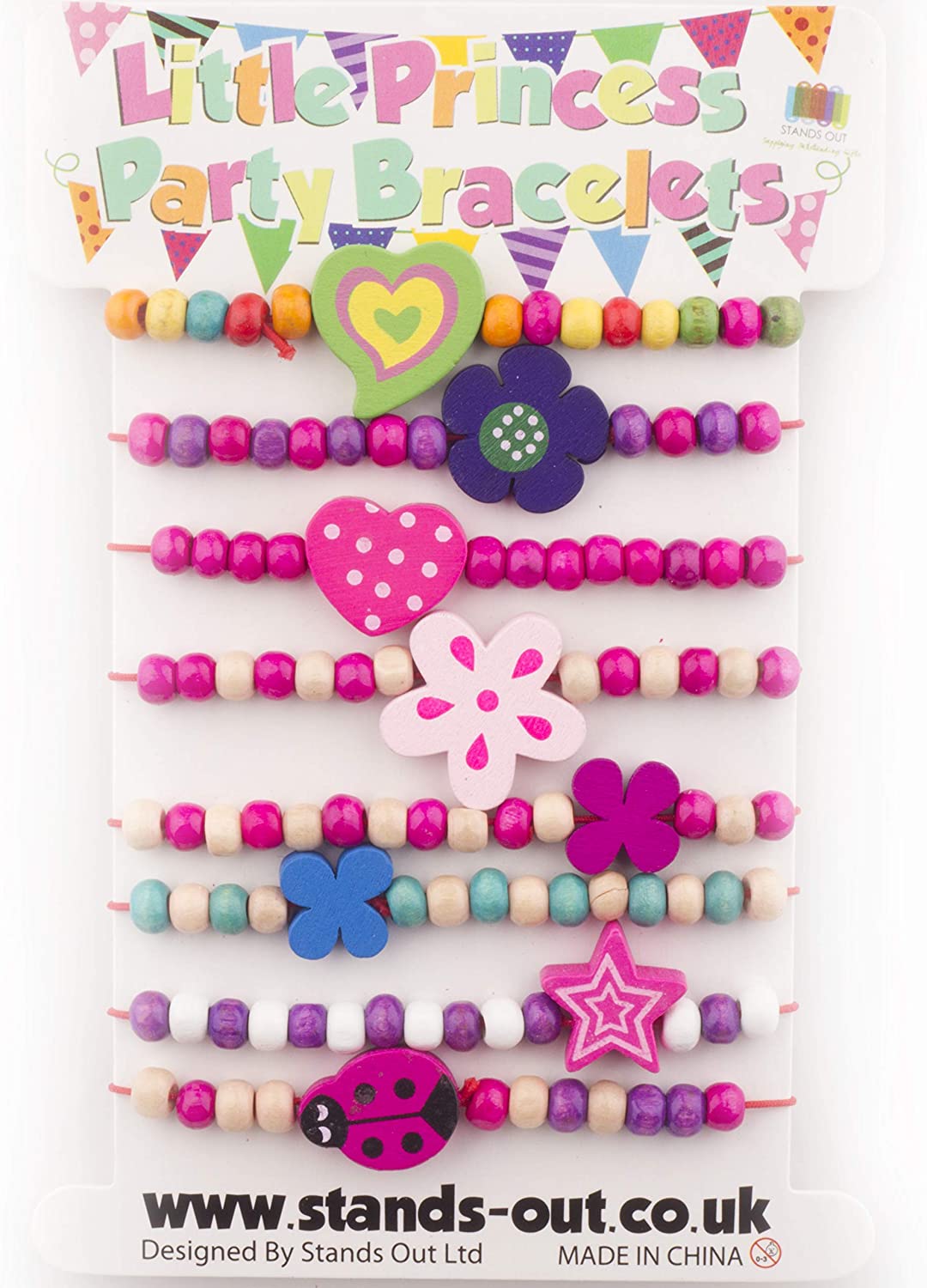 Little Princess Party Jewellery 8 Wooden Beaded Friendship Bracelets for Girls, Party Bag Fillers for Kids Party - Image 2