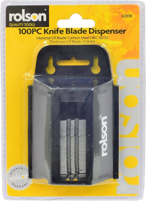 Rolson 62898 Utility Knife Blade and Dispenser - 100 Pieces