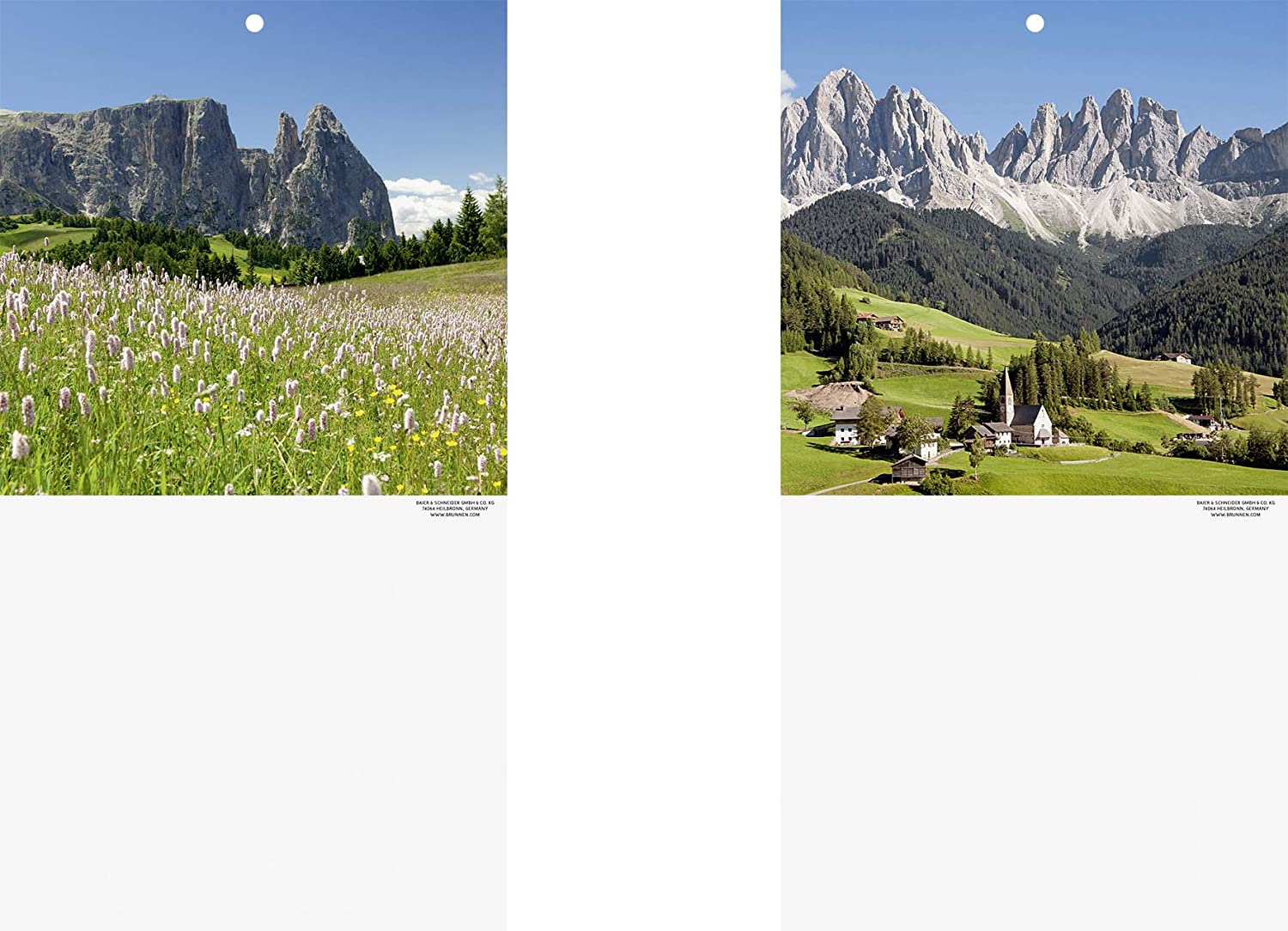 Brunnen 107034413 Calendar Back Wall Landscape Mountains for Day Tear-Off Calendar No. 13 180 x 330 mm, 18B x 33H cm