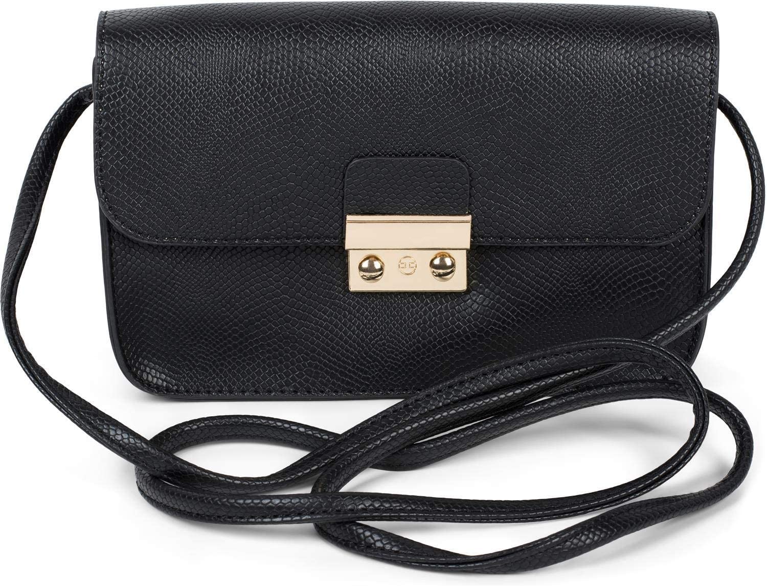 styleBREAKER women cross-body clutch in snakeskin look, messenger bag, shoulder bag, bag 02012296, color:Black