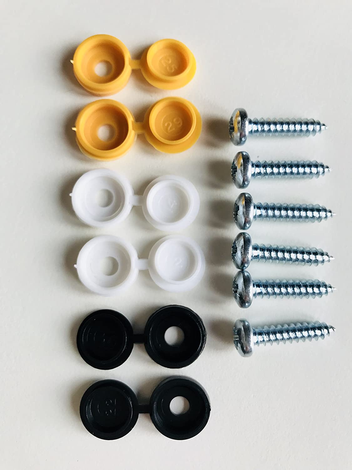 BEK-FIX Car Number Plate Fixing Fitting Kit 6 Pack of Caps & Screws