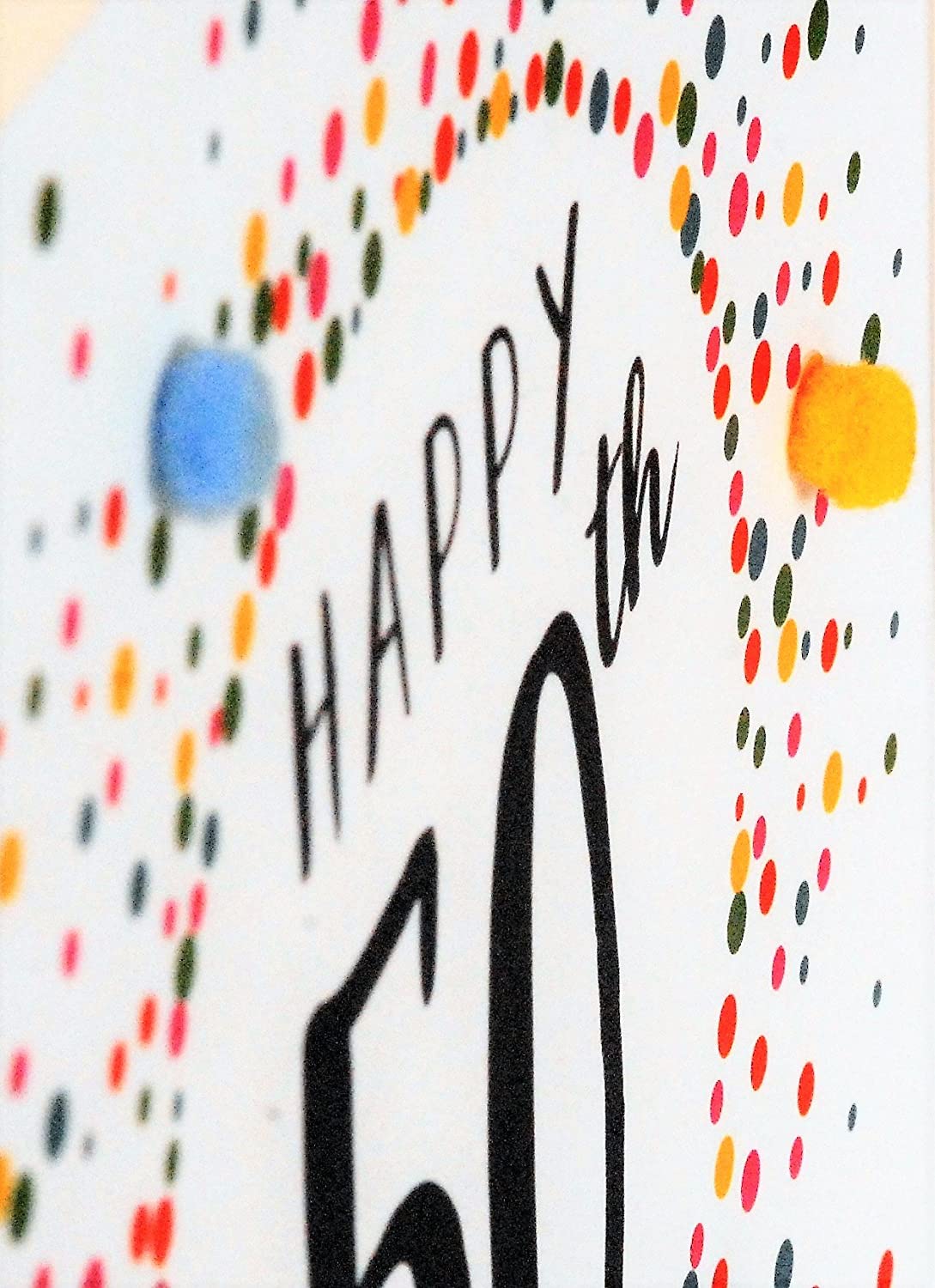 Claire Giles Greeting Cards, Happy 50th Birthday Card, Dotty Age 50 Greeting Card, Embellished with colourful Pompoms - Image 4
