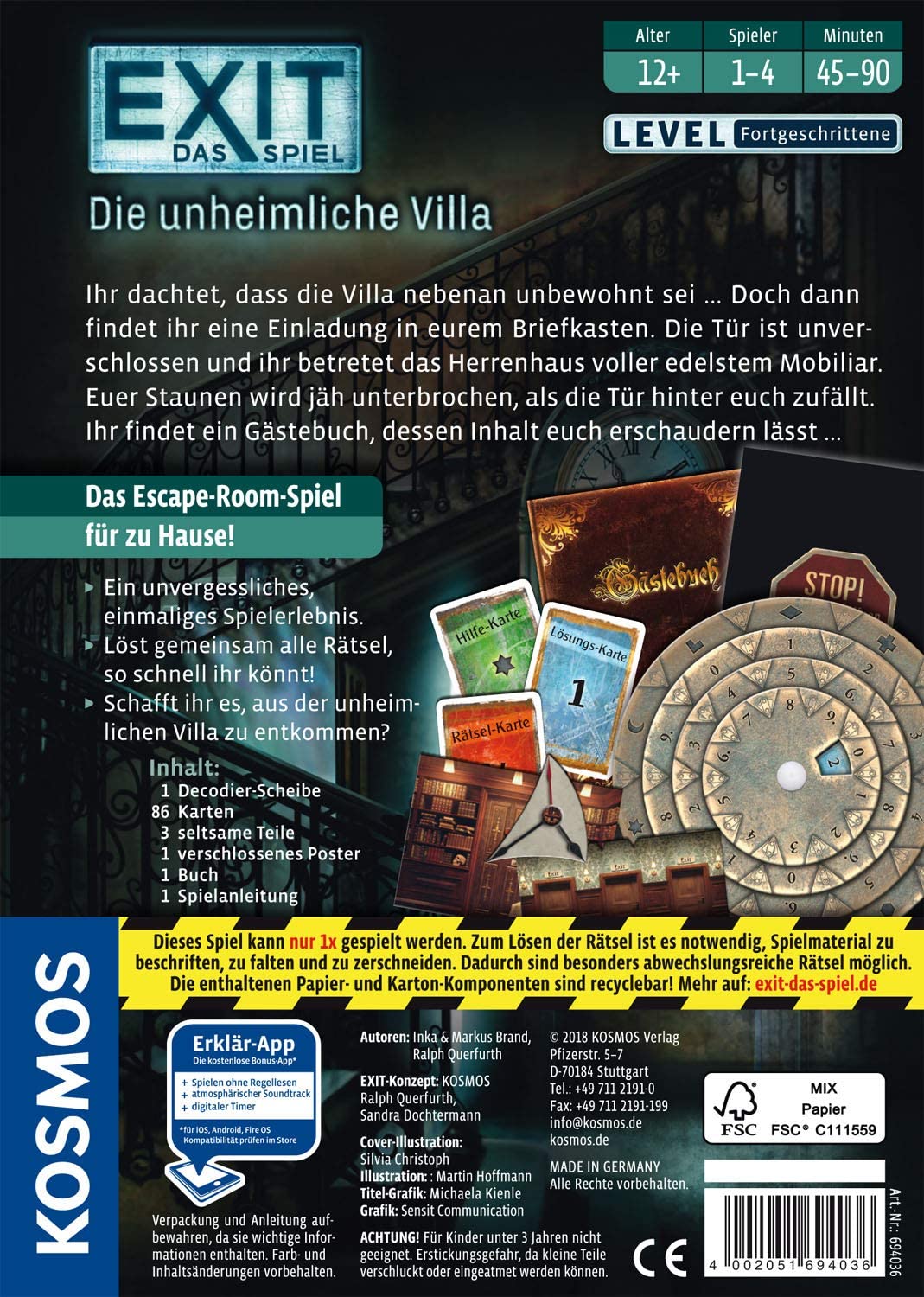 Kosmos 694036, EXIT, The Game, The Scary Villa, Level: Advanced, Escape Room Game, 1-4 Players Aged 12 And Over - Image 2