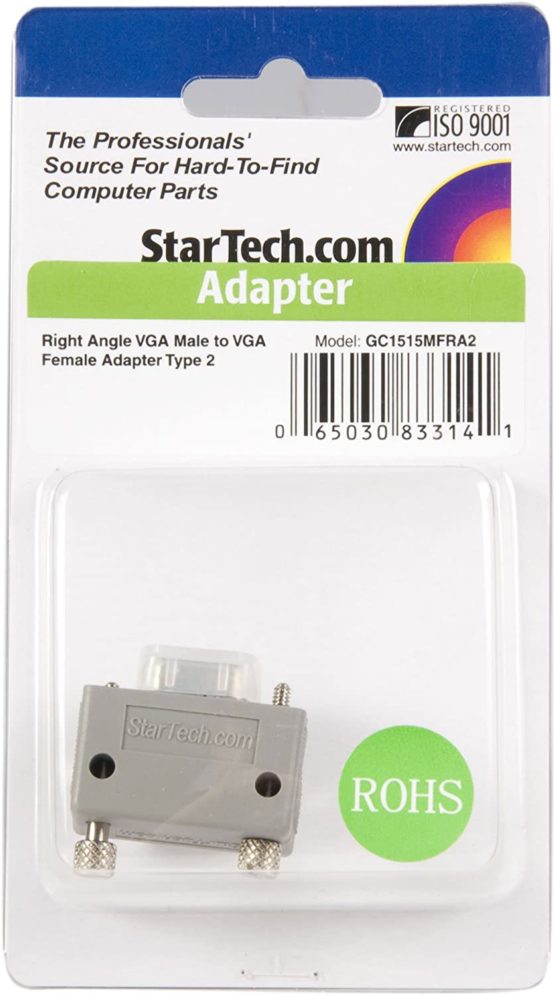 StarTech Right Angle VGA Adapter - Right Angle VGA to VGA - Male/Female - Type 2 - Male VGA to Female VGA (GC1515MFRA2), grey - Image 3