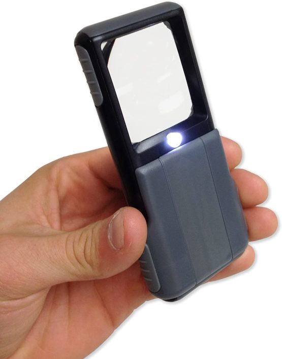 Carson PO-55 MiniBrite 5x Pocket Magnifier with Built-In LED Light and Sliding Case, Black - Image 2
