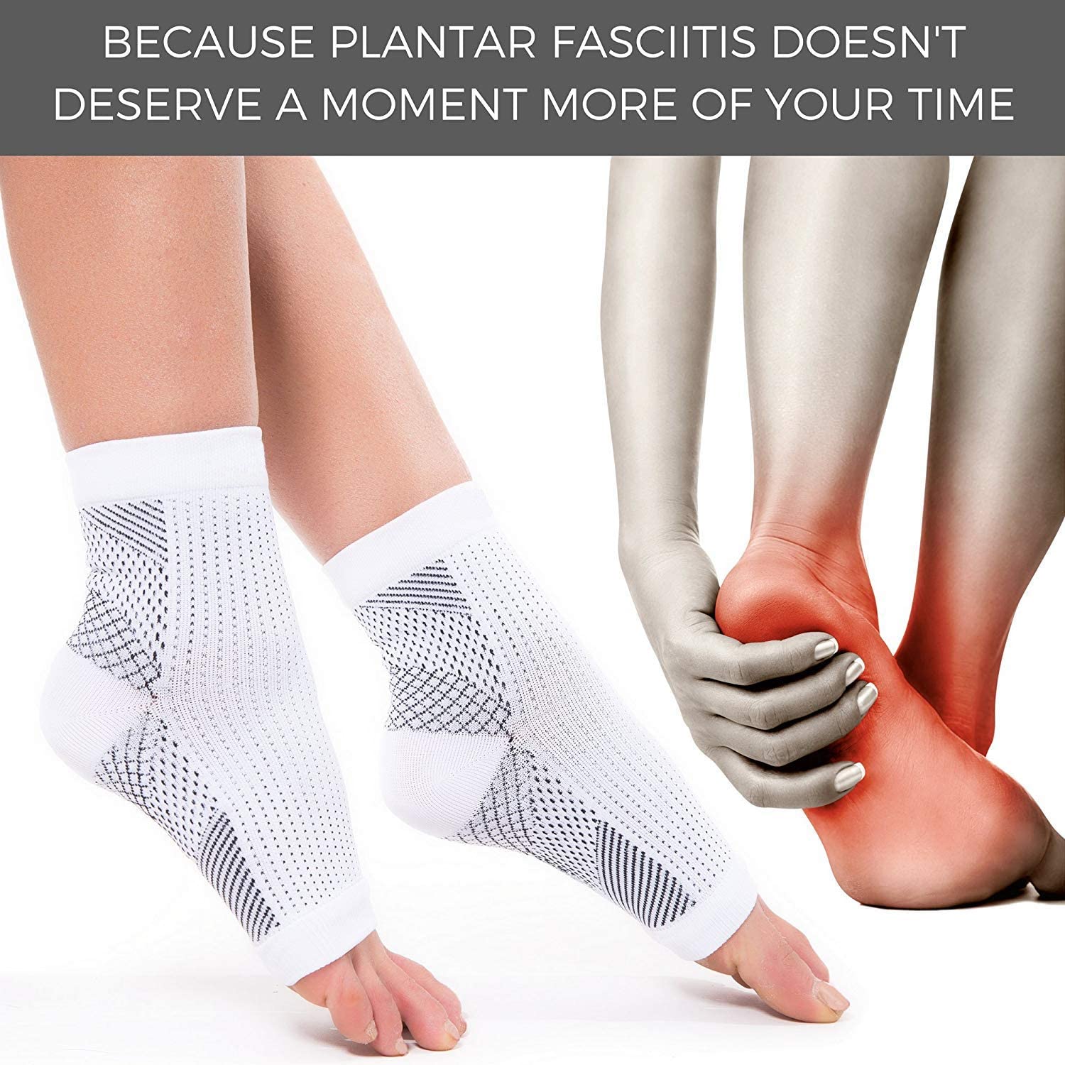 2 Pairs Plantar Fasciitis Socks with Arch Support, Foot Care Compression Sleeve, Eases Swelling & Heel Spurs, Ankle Brace Support, Relieve Pain Fast - Image 2