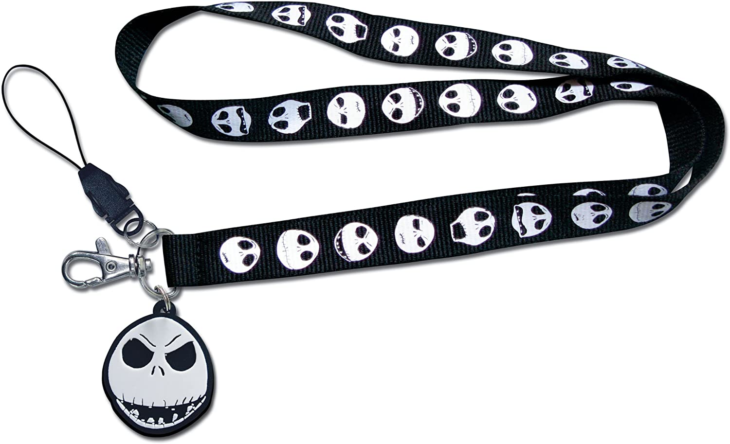Disney Nightmare Before Christmas Jack's Head Lanyard Keyring with Dangle, Black