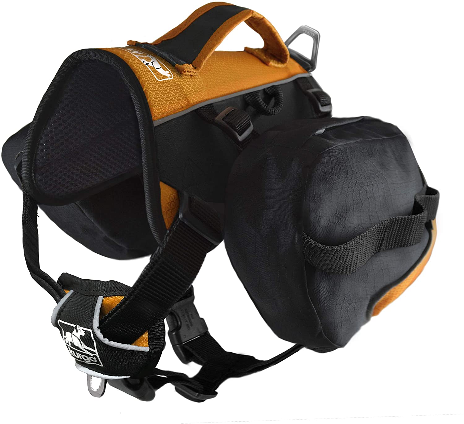 Kurgo Baxter Dog Backpack, Hiking Pack for Dogs Lightweight, Reflective, Black/Orange, 53 cm L x 18 cm W x 53 cm H
