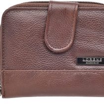Ladies Small Leather Purse wih 2 Zipped Compartments (Black, Tan, Red, Dark Brown, Beige)