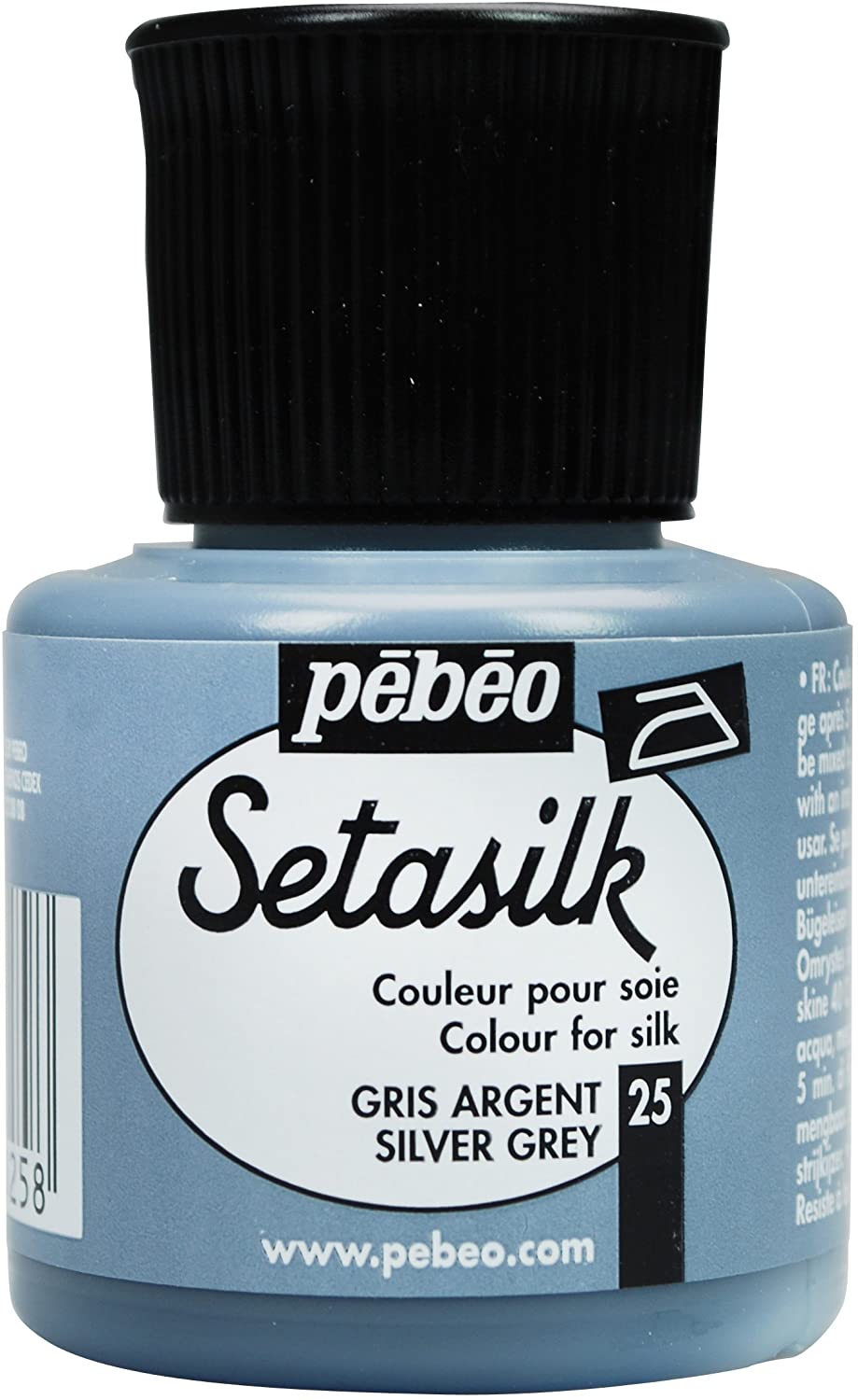 Pebeo 181-025 45 ml Setasilk Silk Painting Bottle, Silver Grey, Silver Grey Kakhi, 45 ml (Pack of 1)