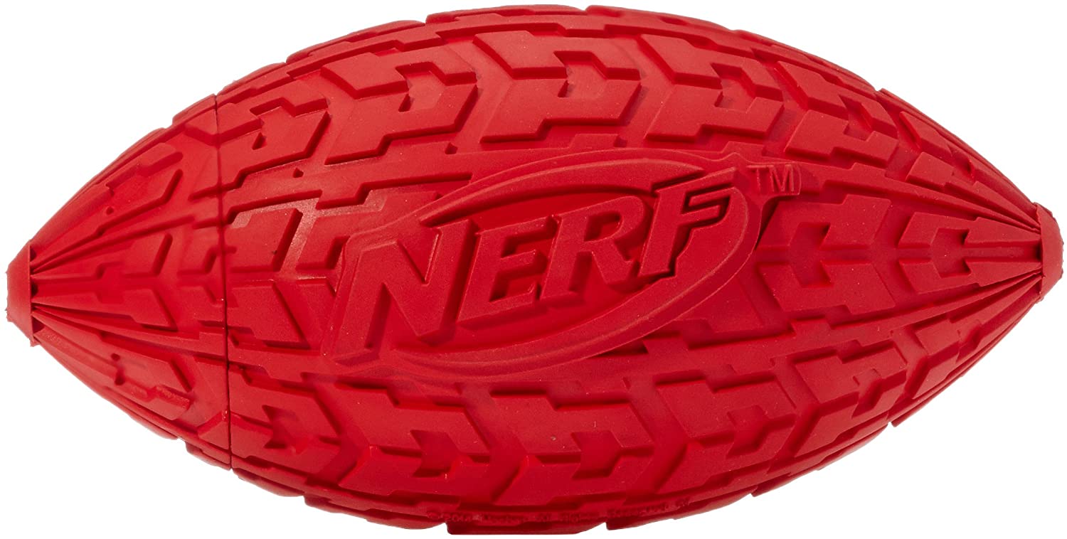 NERF Oval Ball Tire with Dog Whistle Size M (RANDOM COLOR), blue, Medium