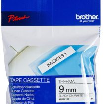 Brother M-K221BZ Labelling Tape Cassette, Black on White, 9 mm (W) x 8 m (L), Brother Genuine Supplies