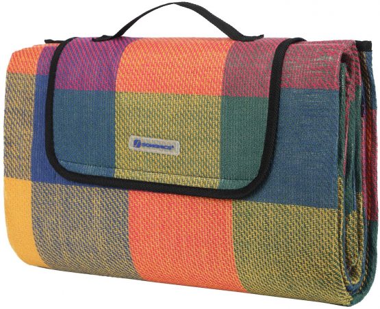 SONGMICS GCM50K 195 cm x 150 cm Picnic Blanket, Insulated, Waterproof, Red+Green+Orange