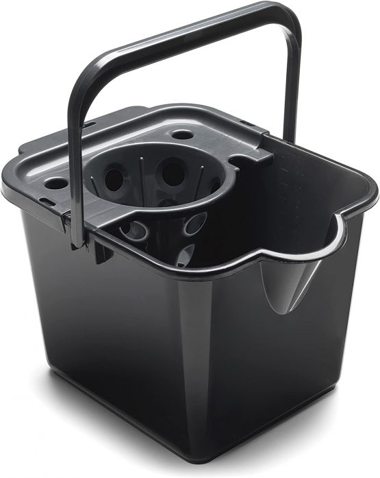 Addis 514063 12L Mop Bucket Pail and Wringer in Black with Handle for Carrying, 14L