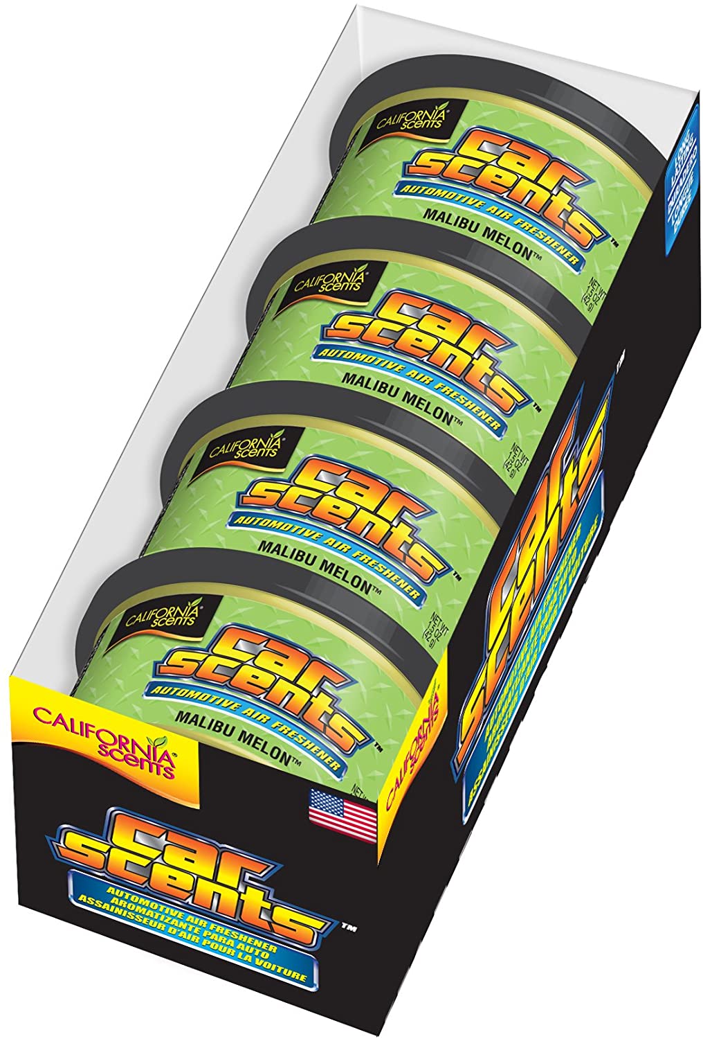 California Scents CCS-430TR Malibu Melon Air Freshener, Set of 4, Green, Black, 1 count (Pack of 4)