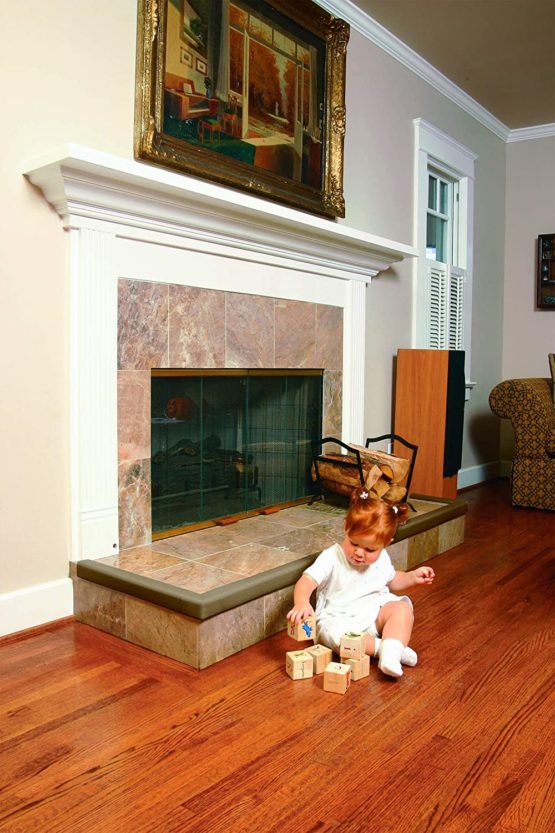 Prince Lionheart Fireplace Guard & 2 Jumbo Corners | Protects Child From Sharp Edges | Impact Absorbing Foam | Fireplace Edge Protectors | 5 x 18’’/45.72cm & 2 Corners | Wipe Clean | Easy Fit – Brown - Image 2
