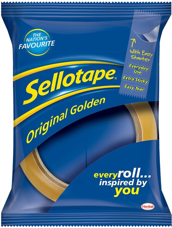 Sellotape 1443268 Original Golden Tape Roll Non-static Easy-Tear, Large 24 mm x 66 m - Pack 12
