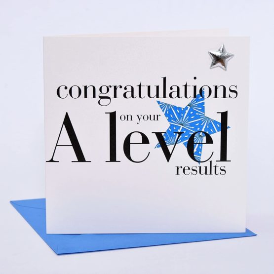 Claire Giles Hearts and Stars A Levels Congratulations Card - Blue - Image 2