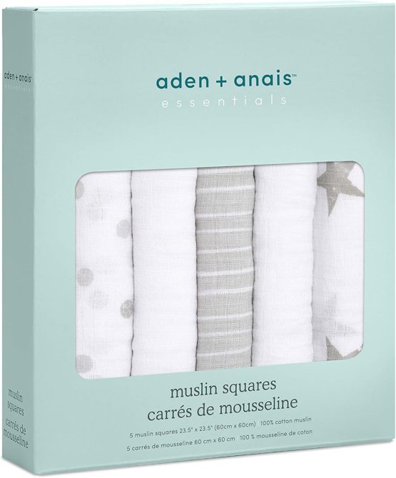 aden + anais essentials 100% Cotton Muslin Musy Squares, Multi-use Baby Cloths for Girls & Boys, 60x60cm, Ideal Newborn & Infant Nursing Set, Perfect Shower Gifts, 5 Pack, dusty - Image 2
