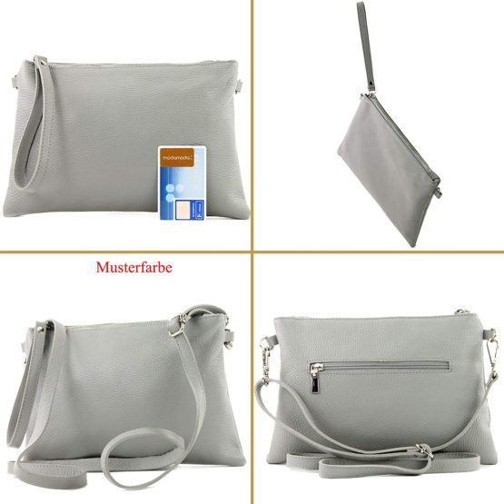 modamoda de - T186 - Italian Clutch/Shoulder Bag Leather Medium - Image 2