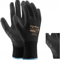 24 Pairs PU Coated Black Nylon Work Gloves. Gardening, Builders, Mechanic and round sticker AJS LTD® (L-9)