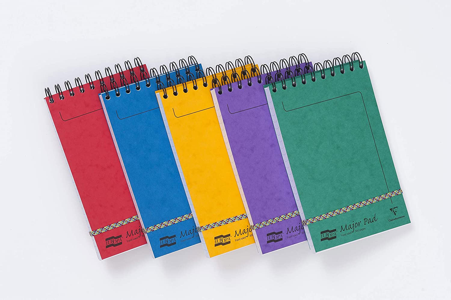 Clairefontaine 4880Z Set of 10 Major Pad Europa Spiral Notepads, 12.7x20.7 cm, 300 Lined Pages, 90 g White Paper