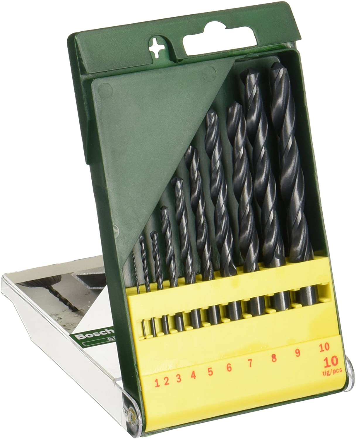 Bosch 2607019442 10 Piece Metal HSS-R Drill Bit Set, Black, Pack of 1
