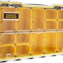 STANLEY FATMAX Pro 2/3 Shallow Stackable Storage Organiser for Small Parts, 6 Removable Compartments, FMST1-75779