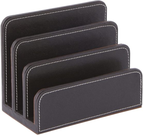Osco TS-250119 Faux Leather Letter Holder, Brown, BPULH1