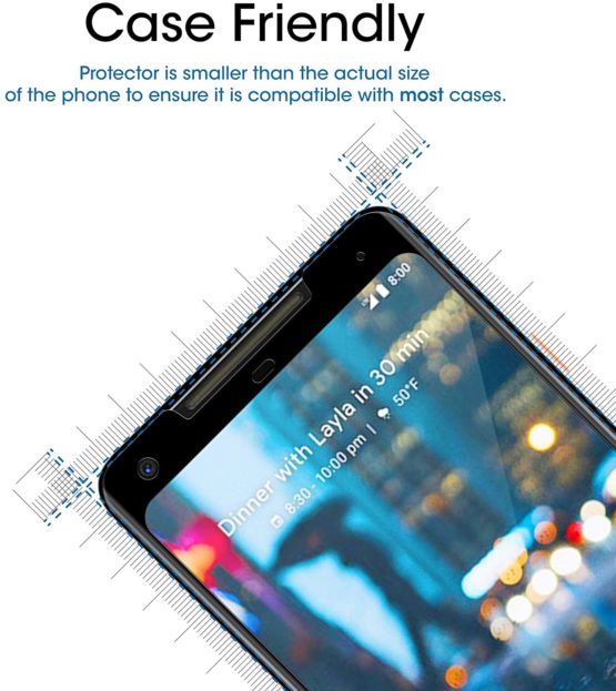 Google Pixel 2 XL Screen Protector Glass, amFilm Full Cover (3D Curved) Tempered Glass Screen Protector with Dot Matrix for Google Pixel 2 XL (Black) - Image 3