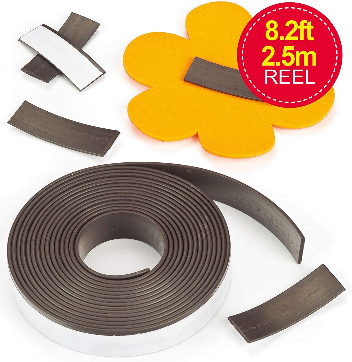 Baker Ross Self-Adhesive Magnetic Tape (1 x 2.5 m Per Reel) Long Self-Adhesive Magnetic Strip, Black, 13cm