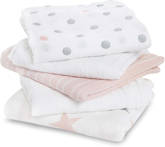 aden + anais essentials 100% Cotton Muslin Musy Squares, Multi-use Baby Cloths for Girls & Boys, 60x60cm, Ideal Newborn & Infant Nursing Set, Perfect Shower Gifts, 5 Pack, doll