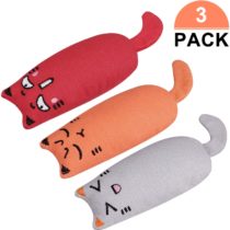 Bojafa Cat Catnip Toys 3 Pack Cat Plush Teeth Cleaning Toys for Indoor Cats Kittens- Creative Scratch Chewing Teeth Grinding Pet Catnip Pillow