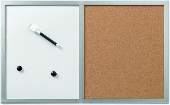 Herlitz Magnetic Whiteboard with Cork Pinboard 60cm x 40cm and Silver Frame