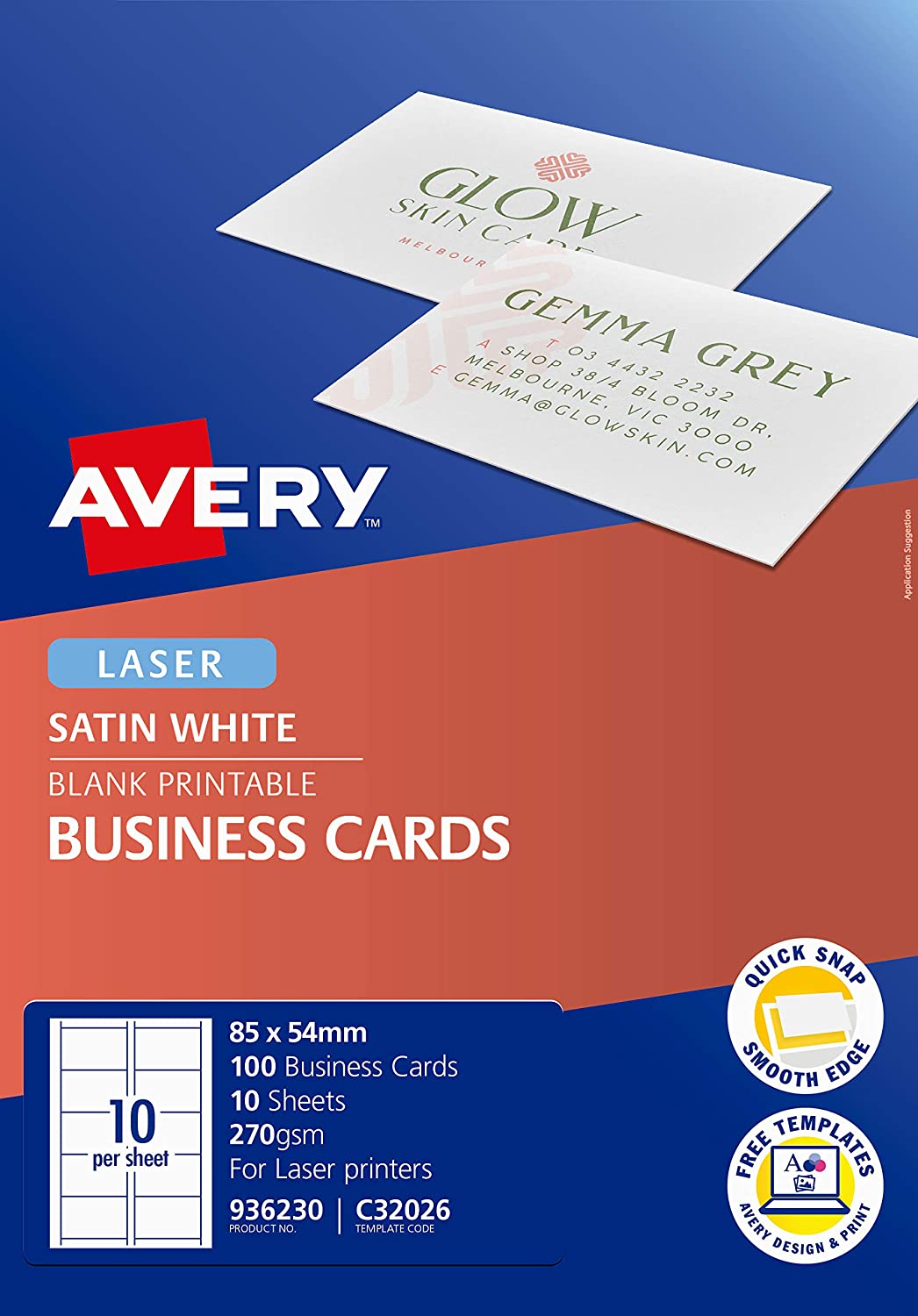 Avery C32026-10 Double Side Printable Business Cards With Satin Finish 