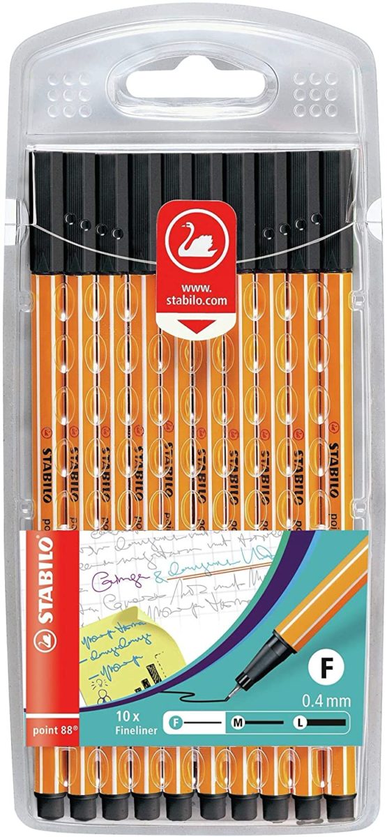 Fineliner - STABILO point 88 Wallet of 10 Black
